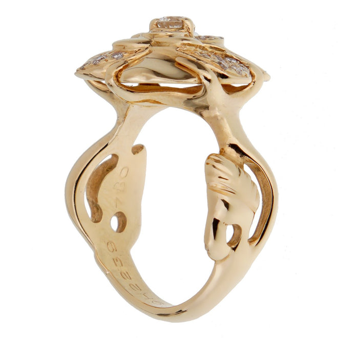 Chanel Camellia Yellow Gold Diamond Ring 0001721