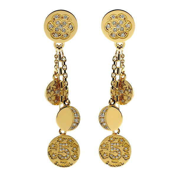 Chanel Charm Diamond Gold Earrings 0000051