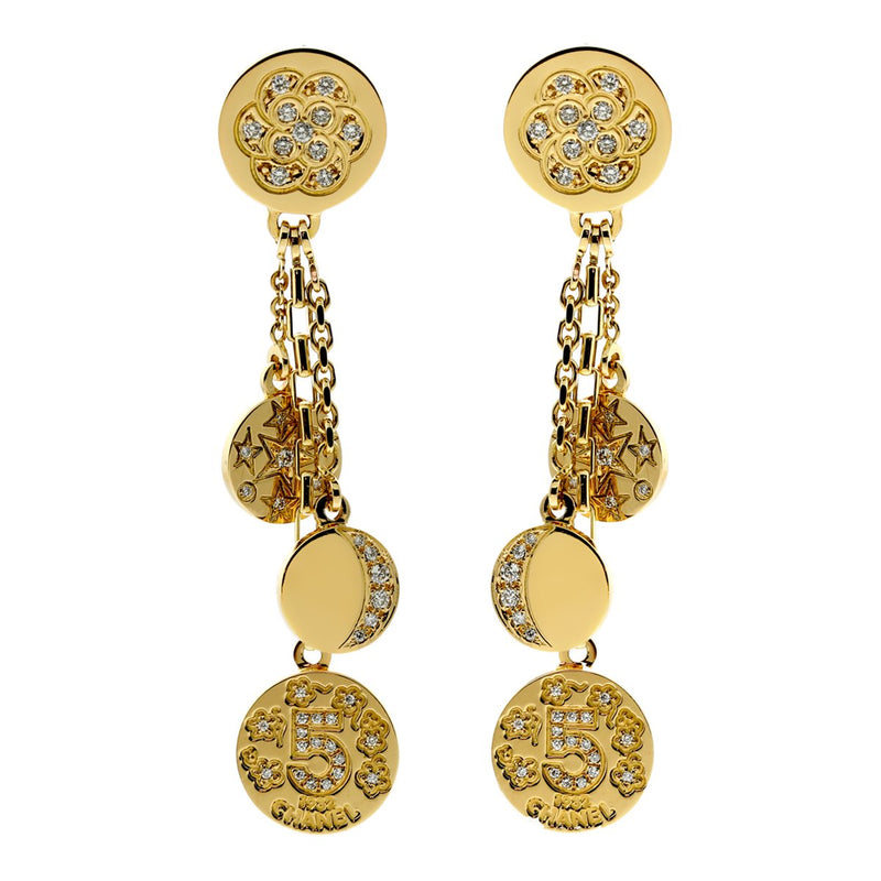 Chanel Drop CC Earrings 22K in Gold, Pearly White & Crystal BNIB | eBay