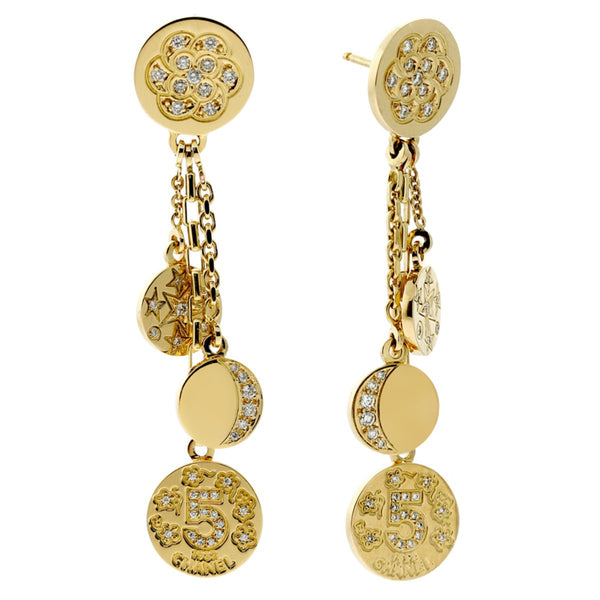 Chanel Charm Diamond Gold Earrings 0000051