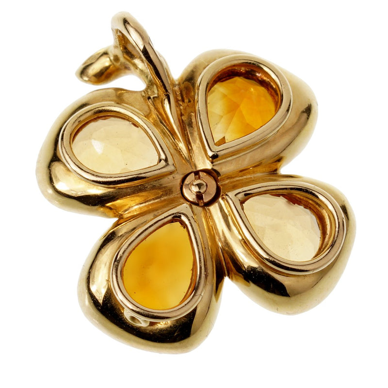 Chanel Citrine Gold Clover Pendant Necklace