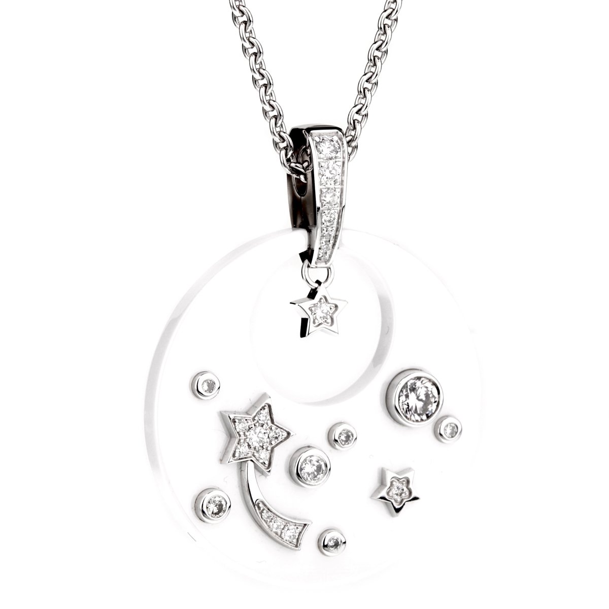 Chanel Comete Ceramic Diamond White Gold Necklace