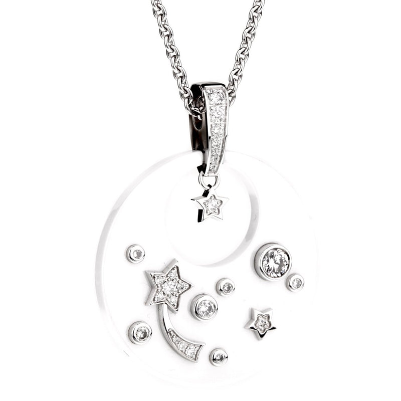 Chanel Comete Ceramic Diamond White Gold Necklace 0000633