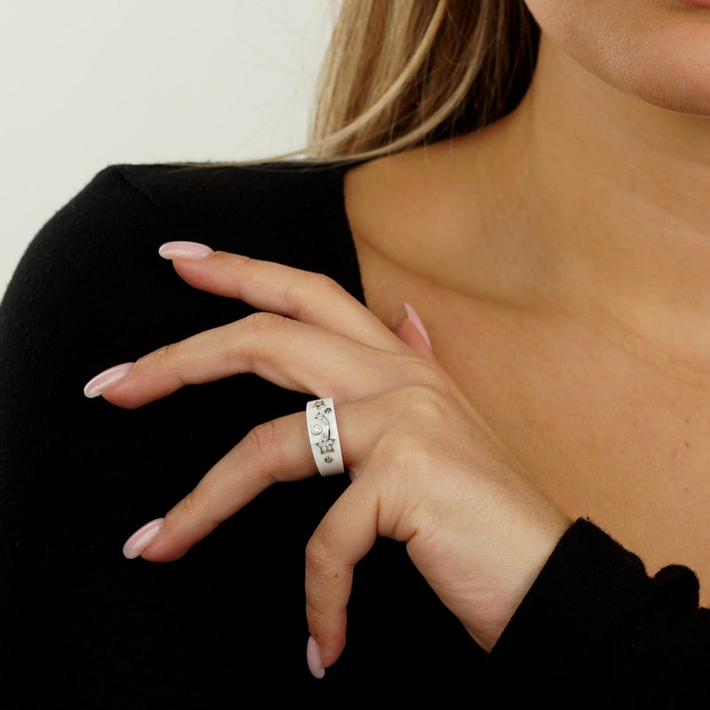 Chanel Comete Ceramic Medium Diamond Ring 0000629