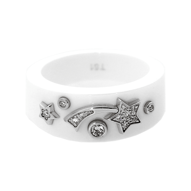 Chanel Comete Ceramic Medium Diamond Ring 0000629