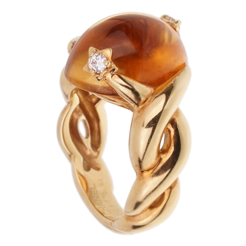 Chanel Comete Diamond Citrine Yellow Gold Ring 0001856