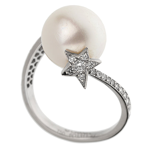 Chanel Comete Pearl White Gold Diamond Cocktail Ring