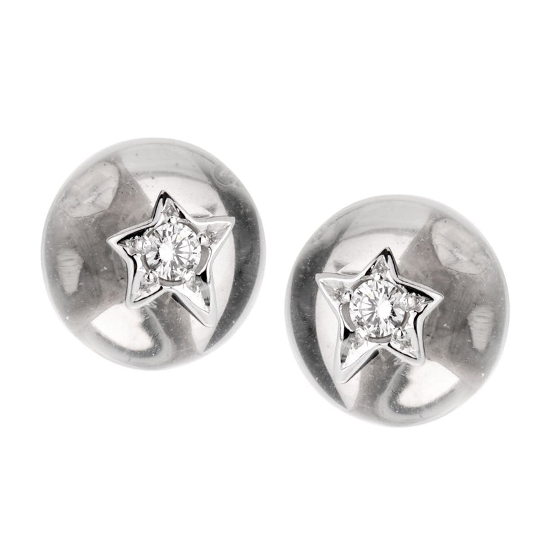 Chanel Comete Rock Crystal Diamond Stud Earrings