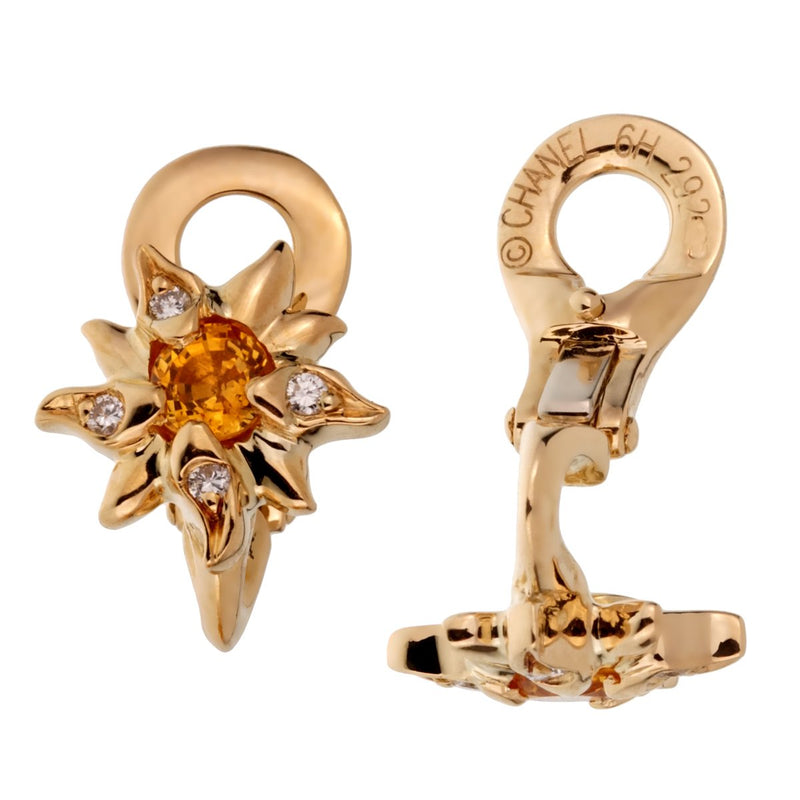 Chanel Comete Orange Sapphire Earrings