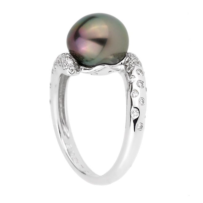 Chanel Concept Pearl Diamond White Gold Ring Sz 5 1/2