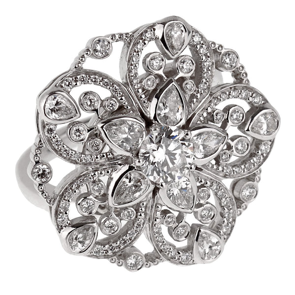 Chanel Diamond Flower Cocktail White Gold Ring – Opulent Jewelers