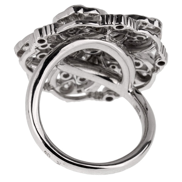 Chanel Diamond Flower Cocktail White Gold Ring 0001089