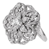 Chanel Diamond Flower Cocktail White Gold Ring 0001089