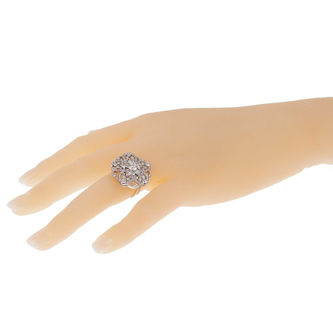 Chanel Diamond Flower Cocktail White Gold Ring 0001089