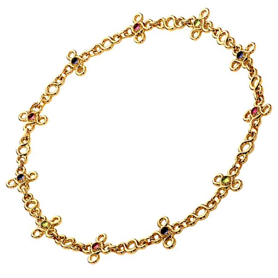 Chanel Vintage Gemstone Yellow Gold Choker Necklace – Opulent Jewelers