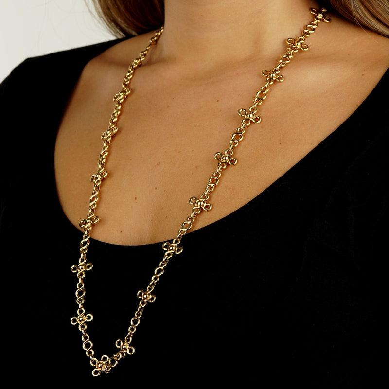 Chanel sautoir gold pearl chain necklace - Vintage Lux