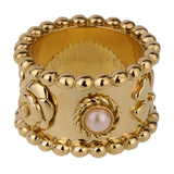 Chanel Lucky Pearl Gold Band Ring 0001070