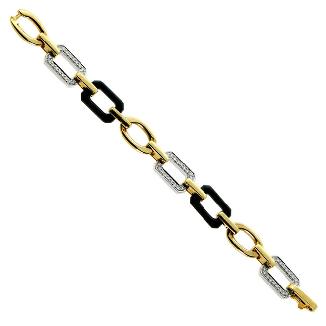 Symbol Links Gold Diamond Bracelet 18K Highly Polish Gold Blossoms