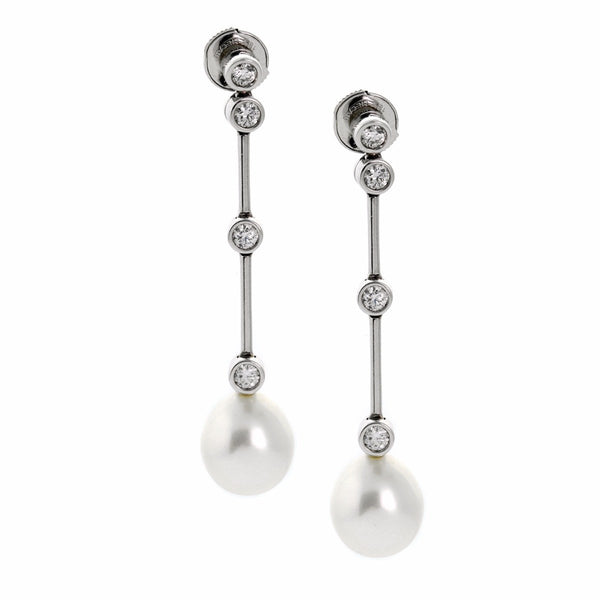 Chanel Pearl Diamond White Gold Earrings 0000564