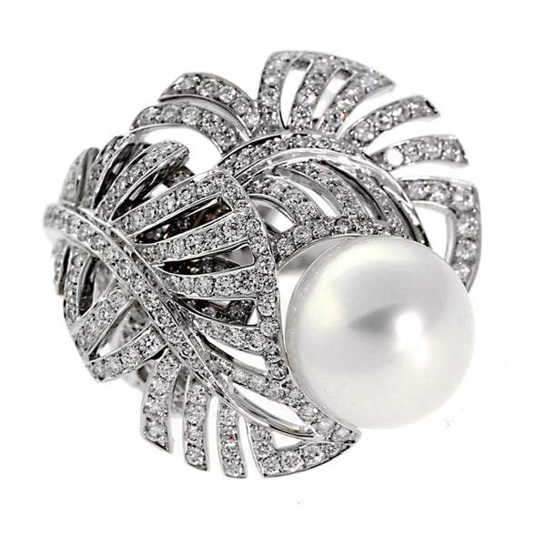 Chanel Pearl Diamond White Gold Cocktail Ring – Opulent Jewelers