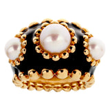 Chanel Pearl Yellow Gold Beaded Cocktail Ring Sz 5 3/4 0002730