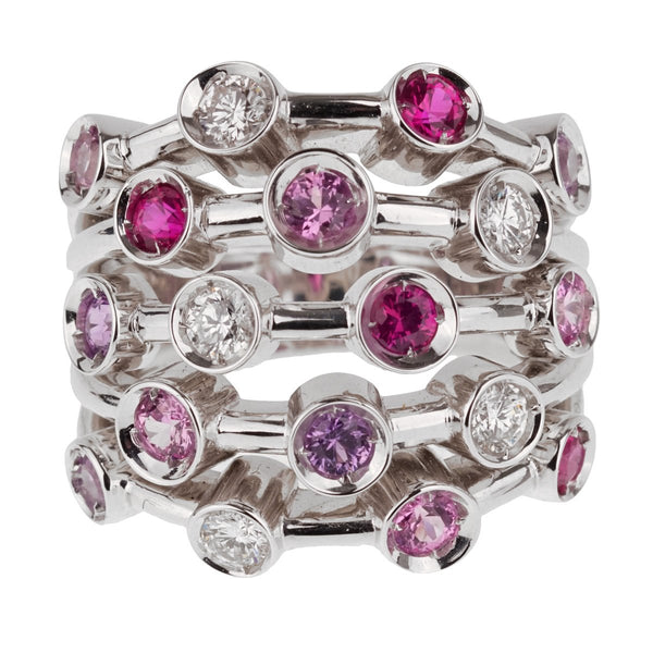 Chanel Pink Sapphire Diamond White Gold Ring 0001098