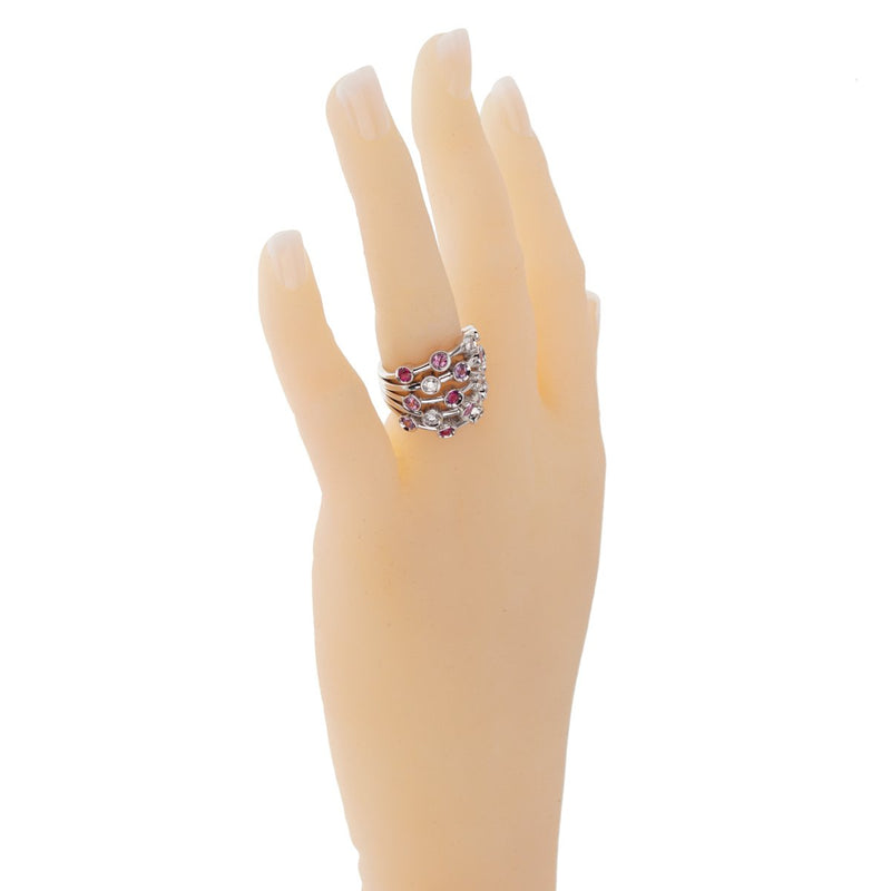 Chanel Pink Sapphire Diamond White Gold Ring 0001098