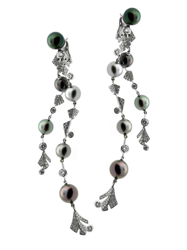 Chanel Plumetis Diamond & Pearl White Gold Earrings chanel-plumetis-1a