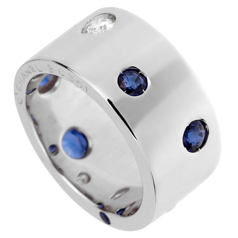 Chanel Sapphire Diamond White Gold Band Ring 0002007
