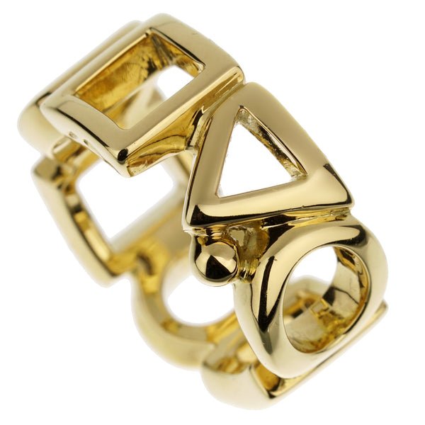 Chanel Iolite Chain Link Yellow Gold Ring Sz 6 1/2