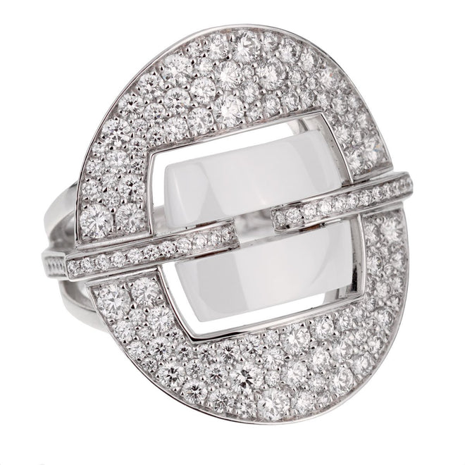 Chanel Ultra Diamond White Gold Ceramic Ring 0002006