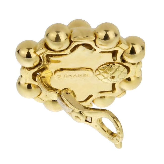 Chanel Vintage Quilted Yellow Gold Earrings 0002053