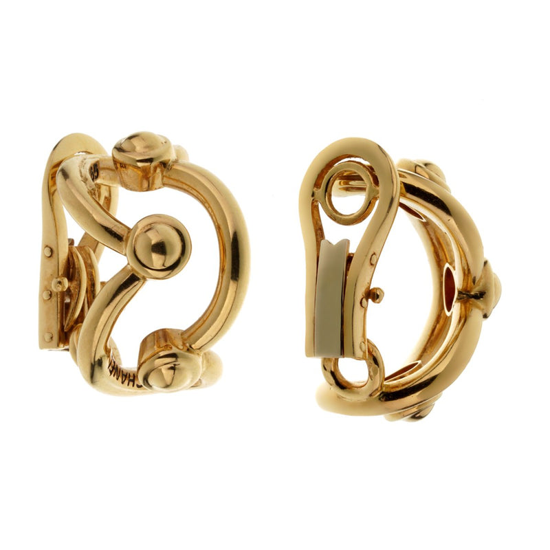 Chanel Vintage 18k Yellow Gold Hoop Earrings – Opulent Jewelers