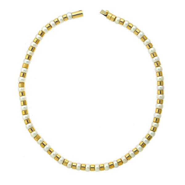 Chanel Yellow Gold Pearl Bead Necklace 0000536