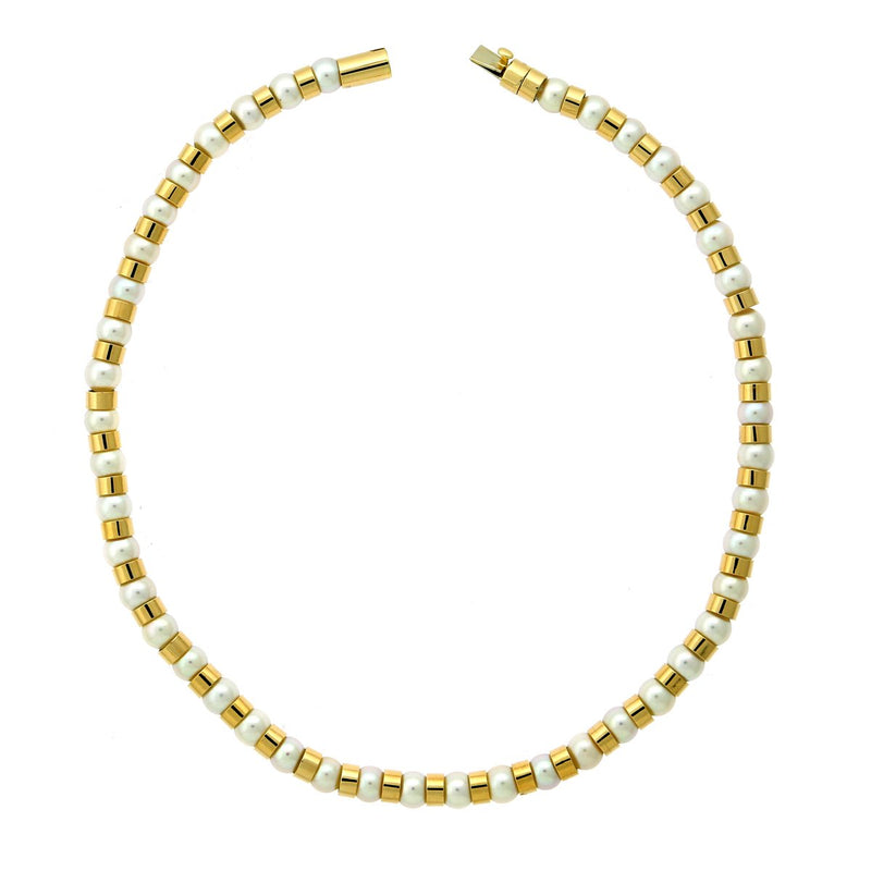 Chanel Yellow Gold Pearl Bead Necklace