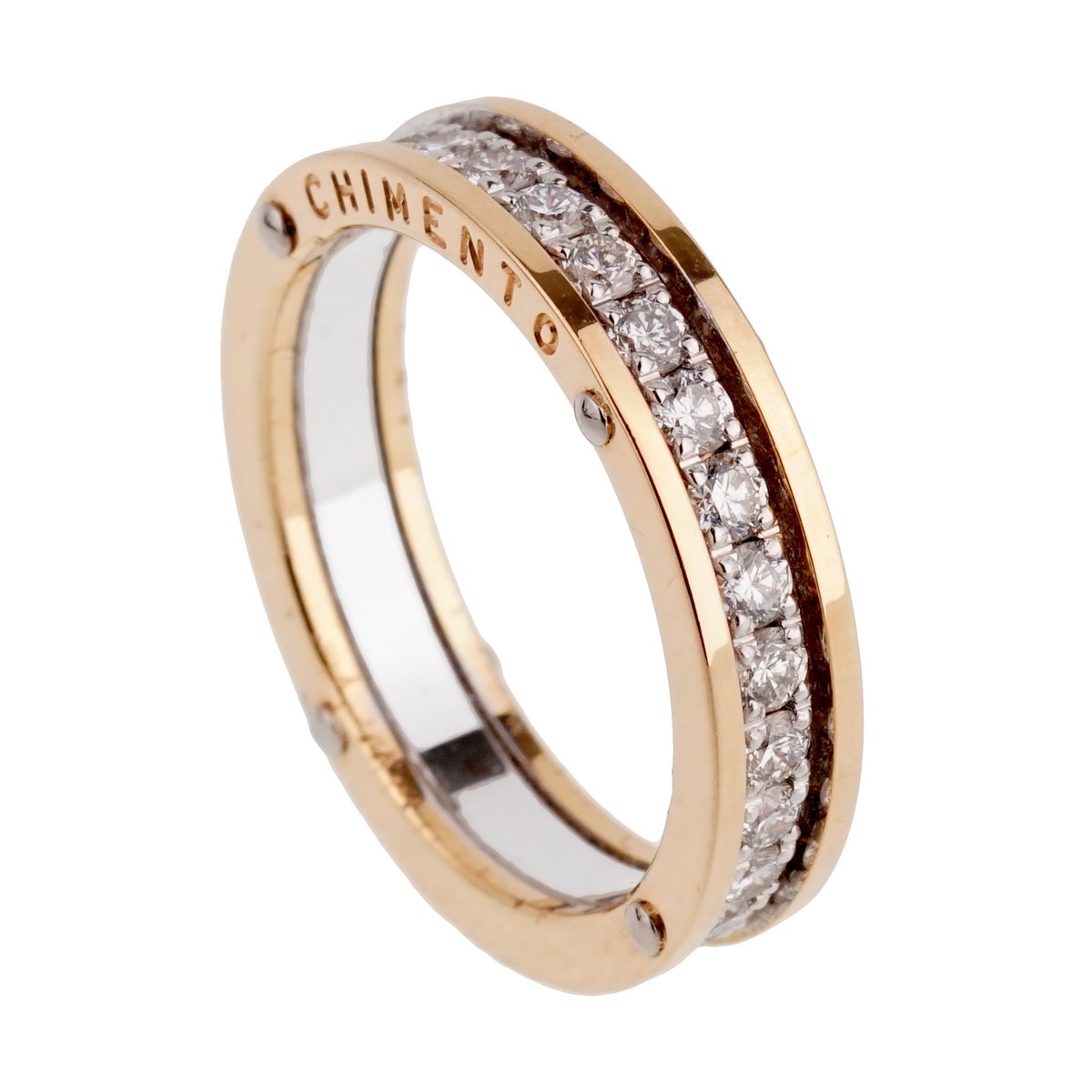 Chimento Diamond Eternity 18k White & Rose Gold Band Ring