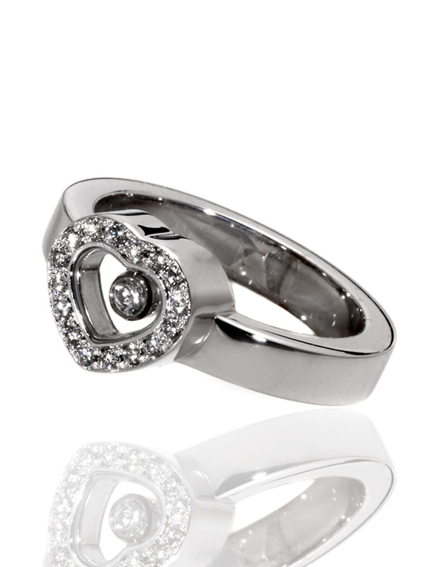 Chopard 18k White Gold Happy Diamond Heart Ring 82/4353-1001 8.45685E+17
