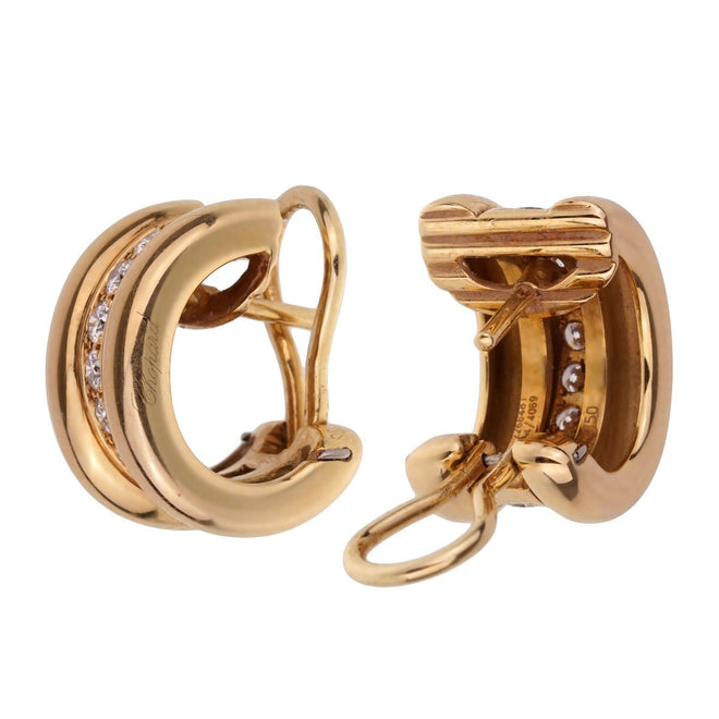 Chopard Diamond Yellow Gold Hoop Earrings 0001894