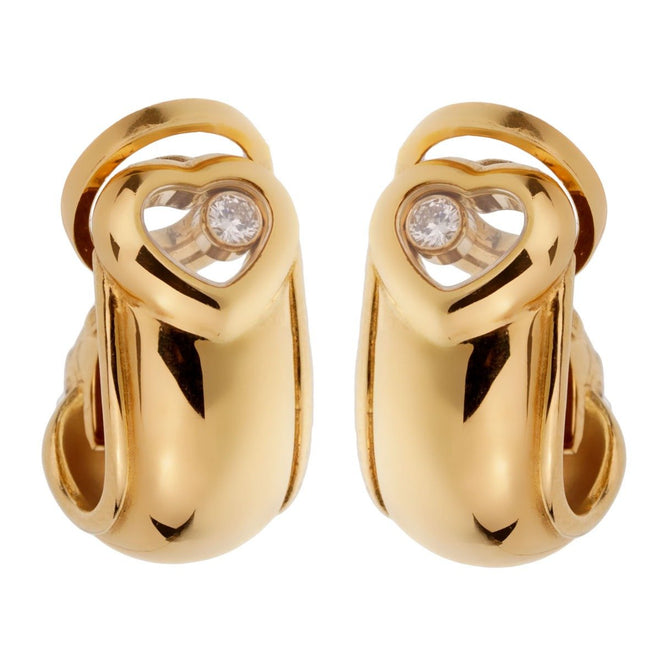 Chopard Happy Diamond Heart Hoop Yellow Gold Earrings 0001953