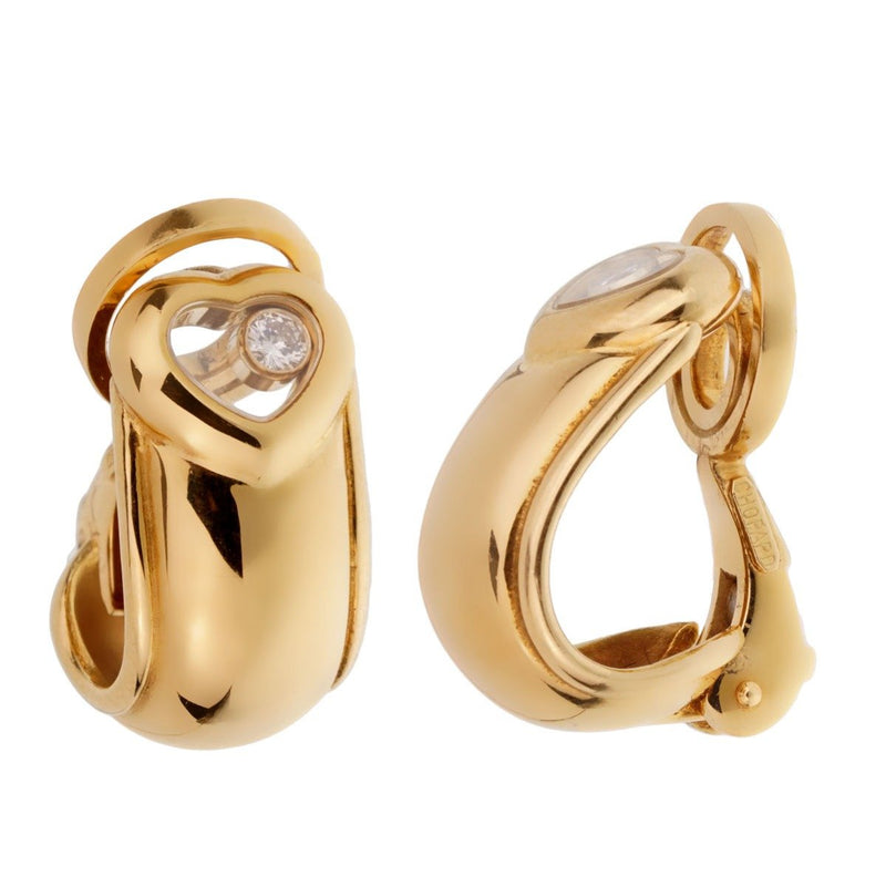 Chopard Happy Diamond Heart Hoop Yellow Gold Earrings 0001953