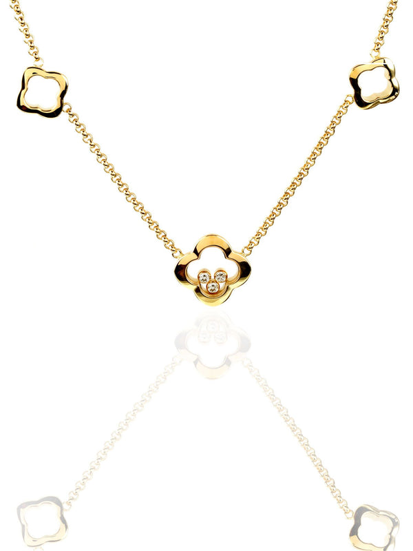 Chopard Happy Diamonds Quatrefoil Necklace in 18kt Yellow Gold 81/6956-1 816956