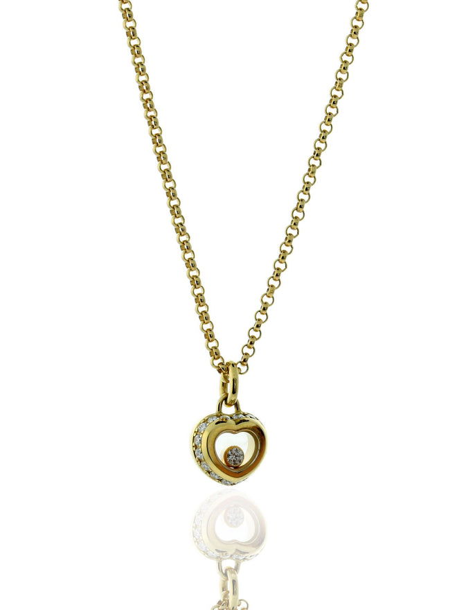 Chopard Miss Happy Diamond Heart 18k Yellow Gold Necklace 799008-0001 799008-0001