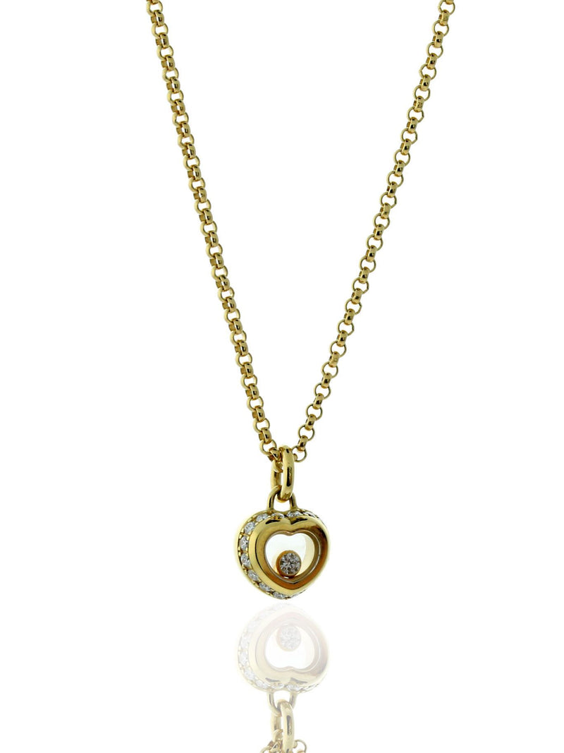 Chopard Miss Happy Diamond Heart 18k Yellow Gold Necklace 799008-0001 799008-0001
