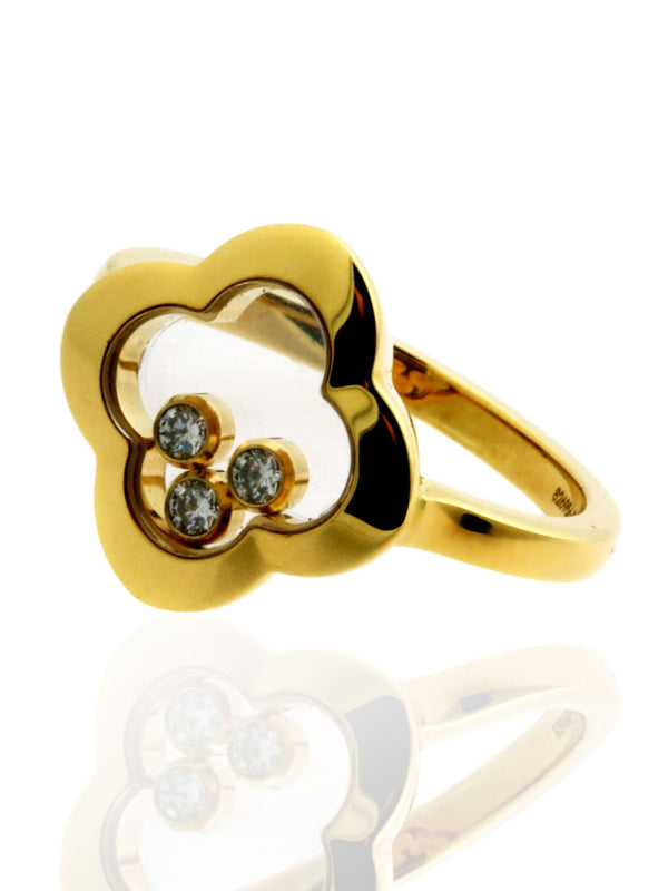 Chopard Quatrefoil Happy Diamond Ring in 18kt Yellow Gold 826956-0110 826956-0110