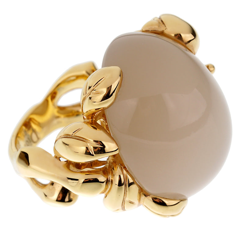 Christian Dior 40ct Moonstone Diamond Yellow Gold Cocktail Ring 0002718