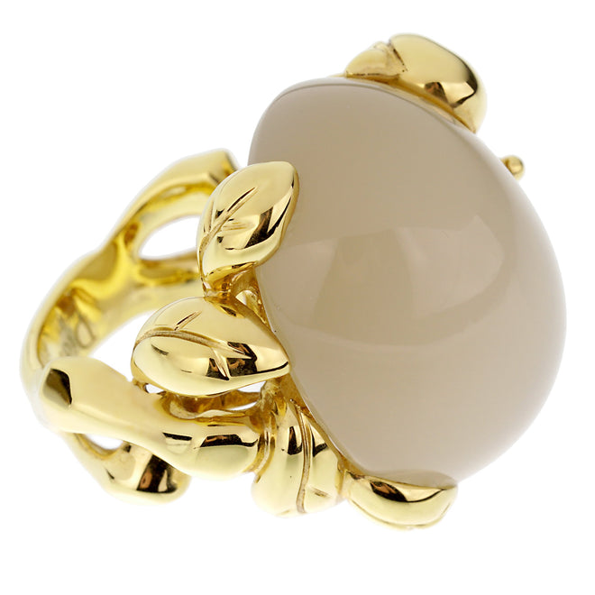 Christian Dior 40ct Moonstone Diamond Yellow Gold Cocktail Ring 0002778