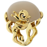 Christian Dior 40ct Moonstone Diamond Yellow Gold Cocktail Ring 0002778