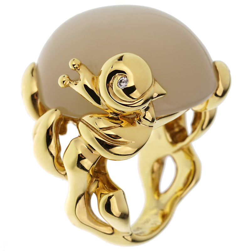 Christian Dior 40ct Moonstone Diamond Yellow Gold Cocktail Ring 0002779