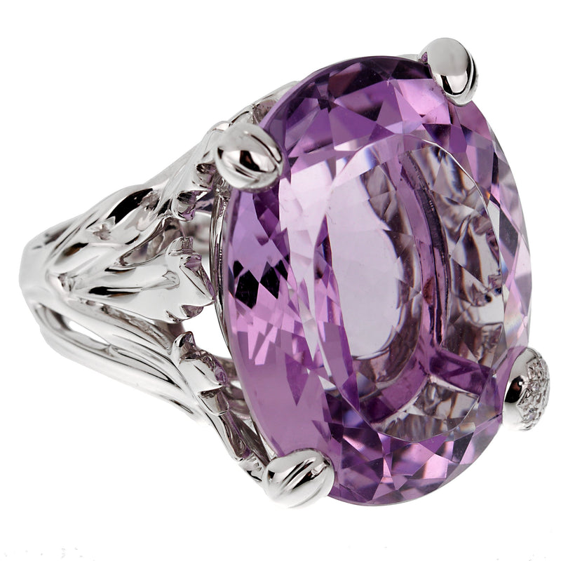 Christian Dior 44.5ct Amethyst Diamond Cocktail White Gold Ring 0002716