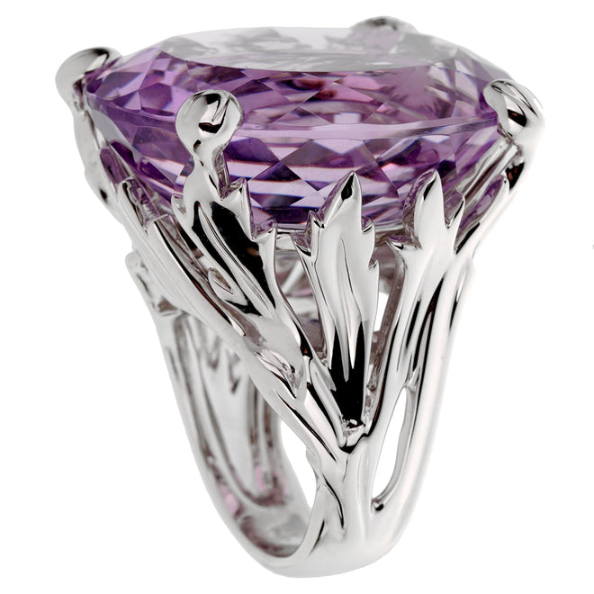 Christian Dior 44.5ct Amethyst Diamond Cocktail White Gold Ring 0002716